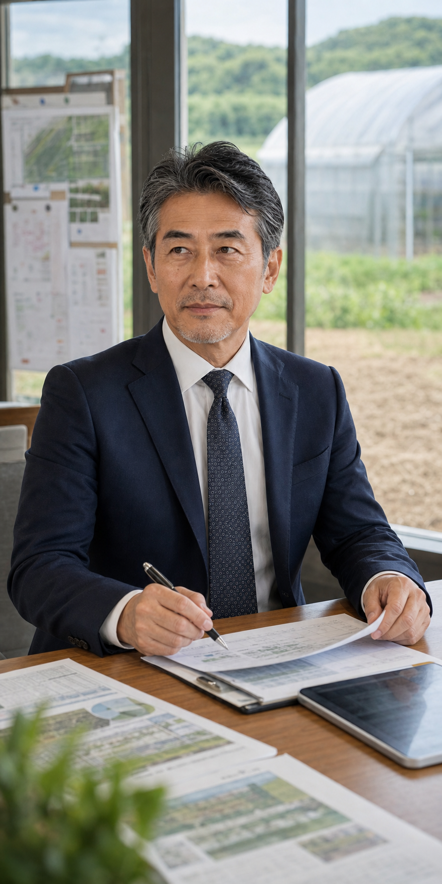 圃場資料を確認する沢村 真琴氏